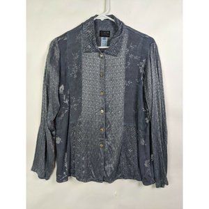 Citron Santa Monica Gray Women's button up blouse size S